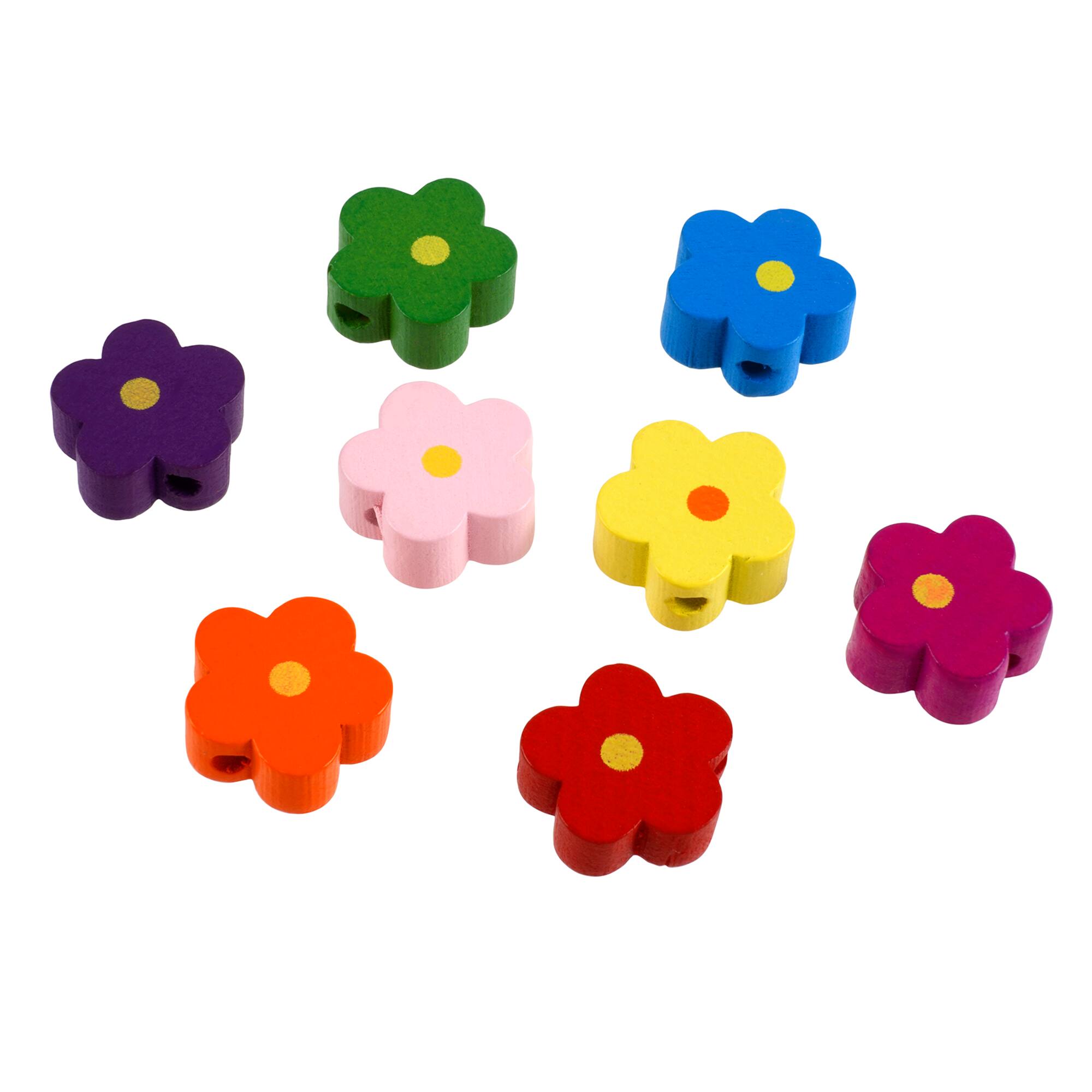 Multicolor Flower Wood Beads by Creatology™